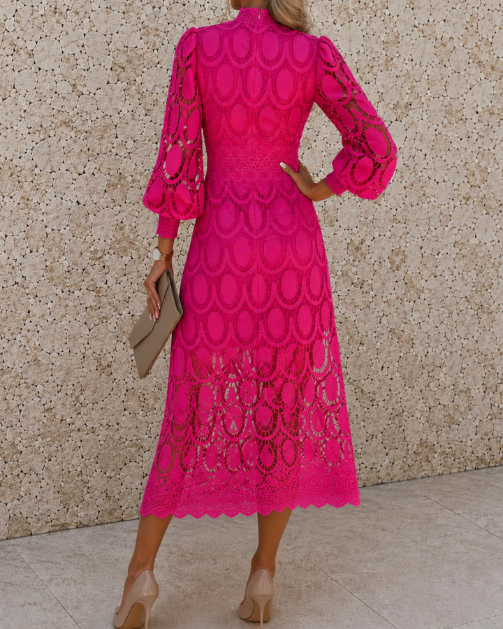 Women's Long Sleeve Elegant Lace See Through A Line Dresses