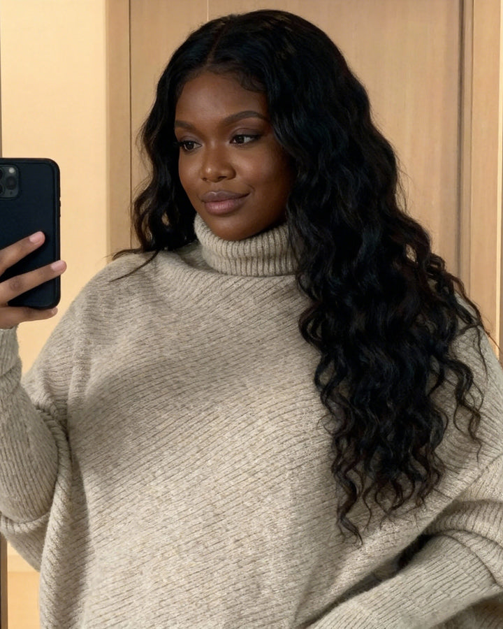 Irregular Hem Turtleneck Sweater Women's Loose Temperament Niche Sweater Top