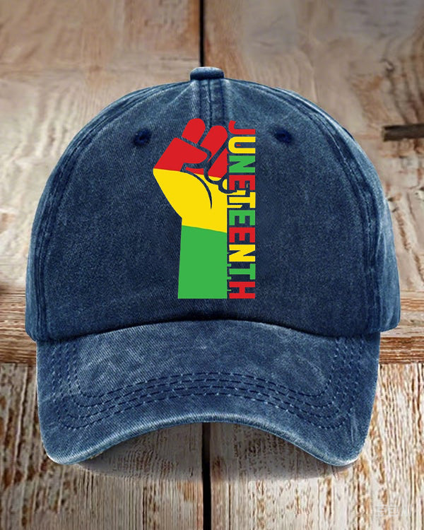 Juneteenth Black Power Wash Baseball Cap