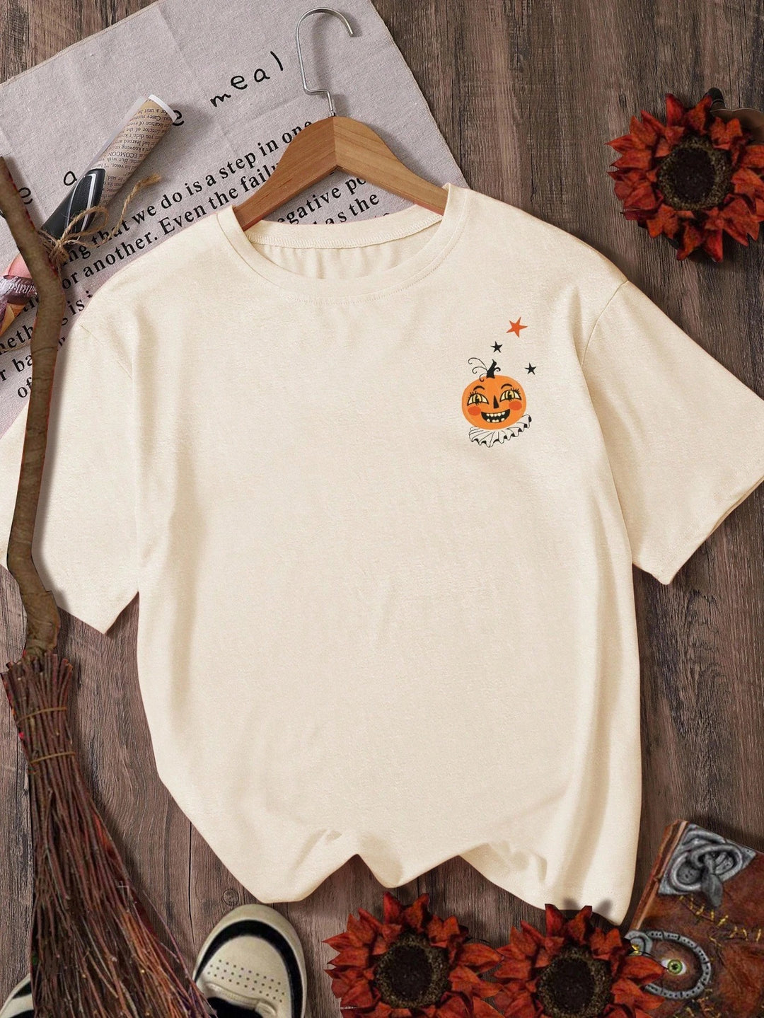 Halloween Cotton Crew Neck Short Sleeve T-shirt