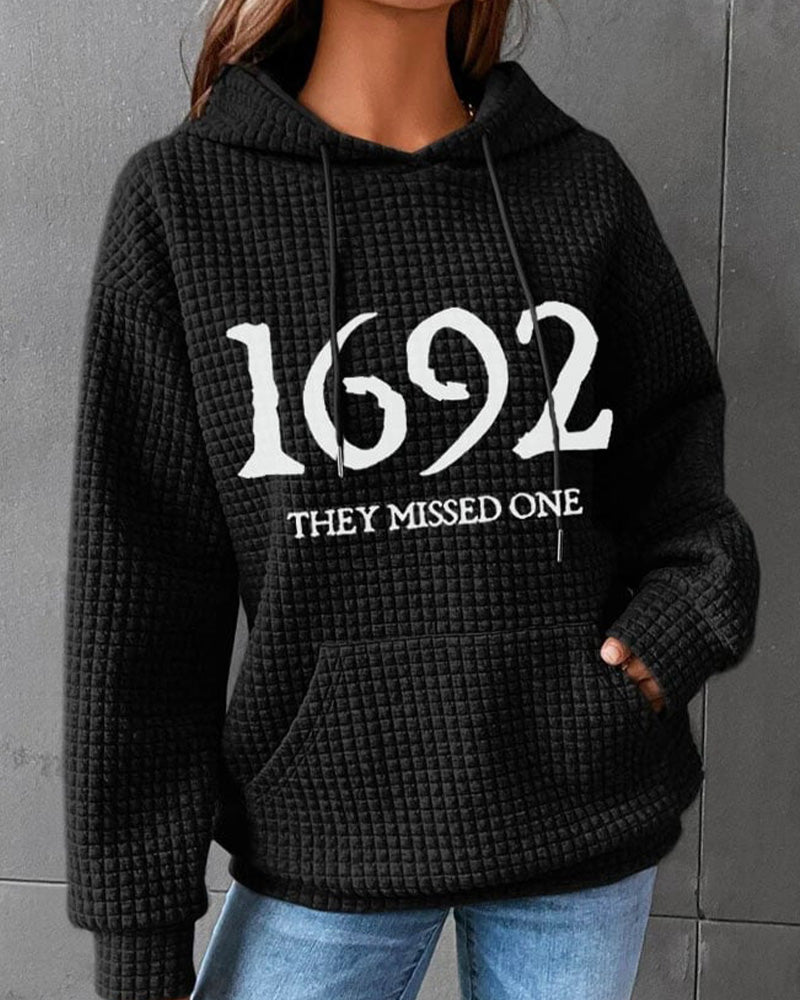 Women's 1692 They Missed One Salem Witch Print Waffle Hoodie