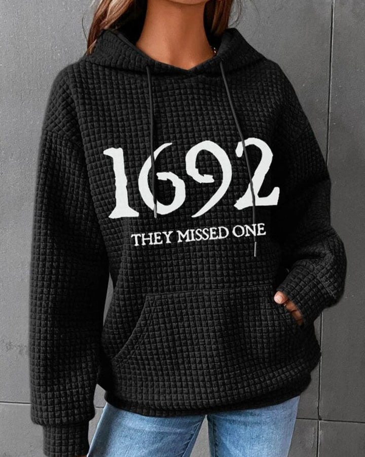 Women's 1692 They Missed One Salem Witch Print Waffle Hoodie