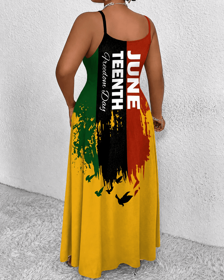 Sling Juneteenth Graffiti Print Pocket Maxi Dress