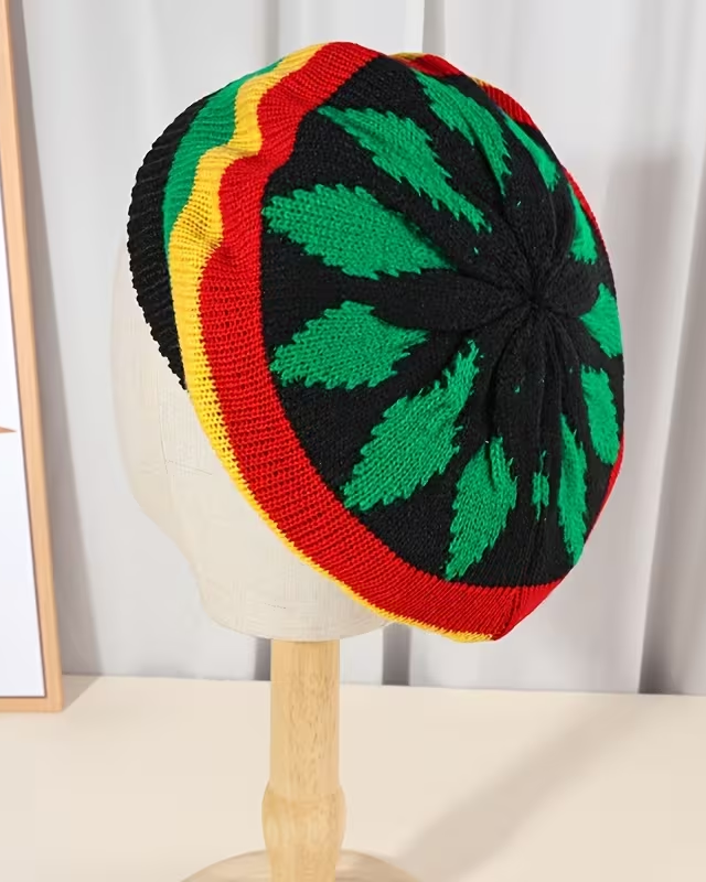 Women's Rasta Reggae Berets, Knitted Halloween Caps, Casual Outdoor Beanie Hats