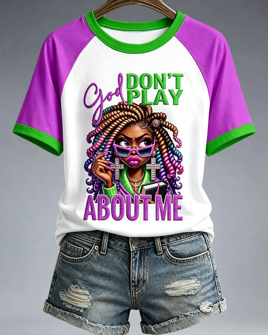 Curly-haired Black Girl Christian Design Crew Neck Short Sleeve Tshirt