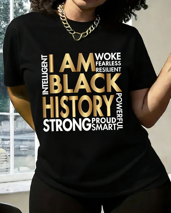 I Am Black History Month Design Cotton Short Sleeve Tshirt