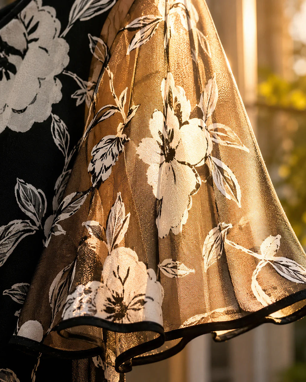 Floral Chiffon Dress with Sheer Overlay