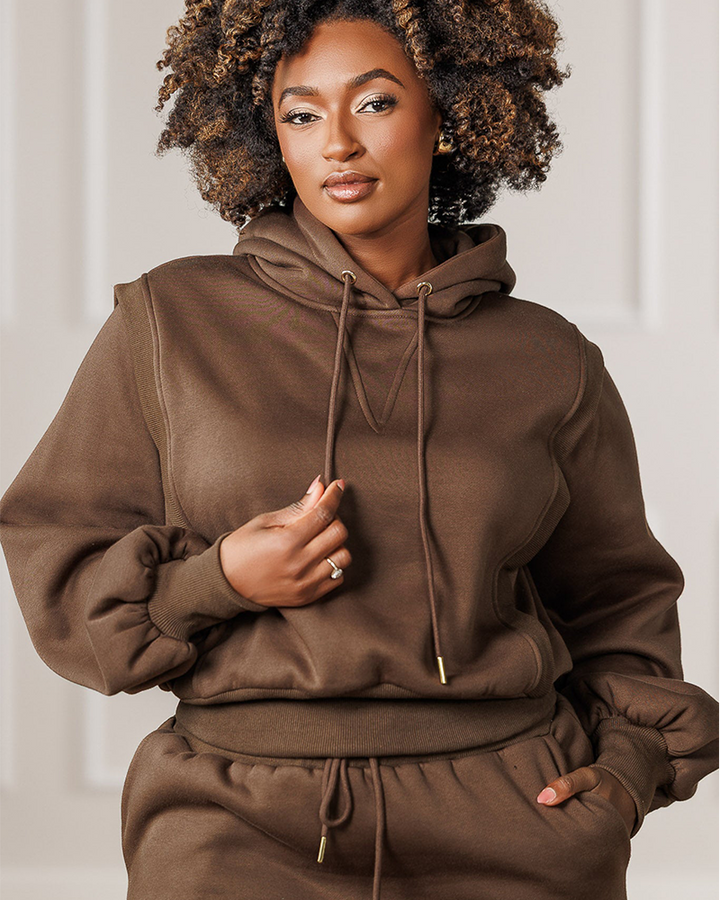 High-Waisted Fitted Heavy-Weight Skirt Sweat Set with Drawstring Waist, Pockets & Side Zipper