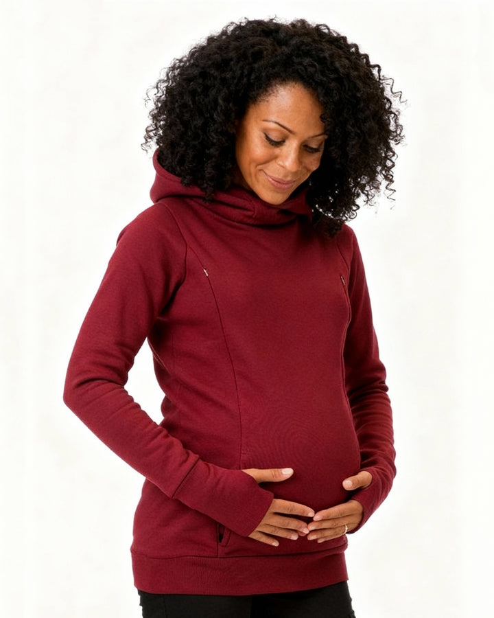 Breastfeeding Women Fleece-Lined Thickened Long-Sleeved Dew Half-Finger Sweatshirt