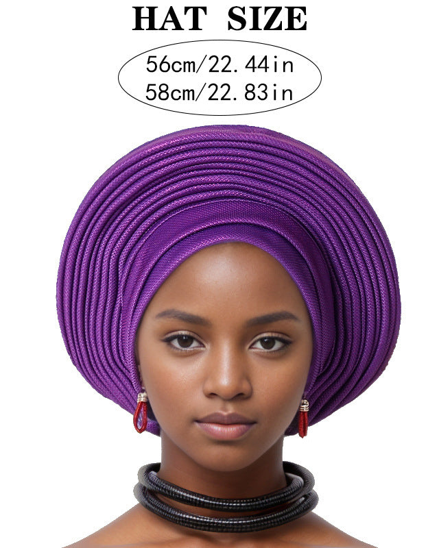 African Traditional Auto Gele Headtie, Pre‑Tied Headwrap Turban Cap