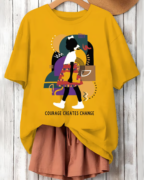 Ruby Bridges Illustrated Prints Cotton Short Sleeve Tshirt