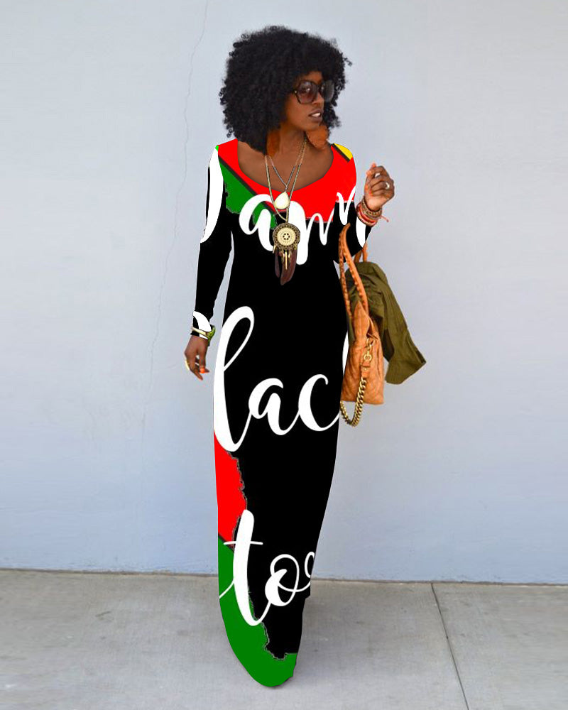 I Am Black History Crew Neck Long Sleeve Dress