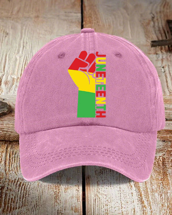 Juneteenth Black Power Wash Baseball Cap