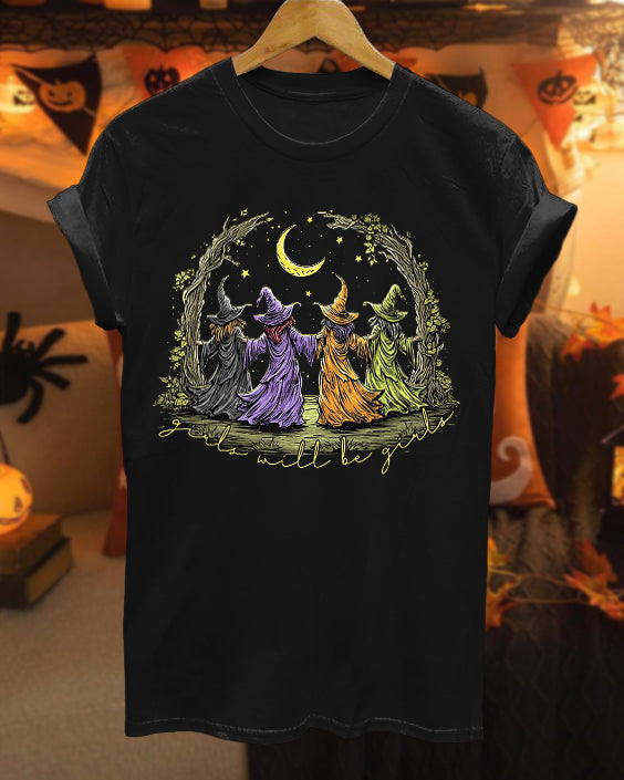Halloween Magic Witch 100% Cotton Crew Neck Short Sleeve Tshirt