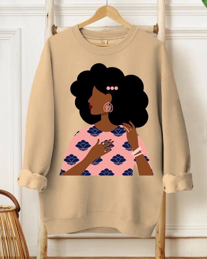 Woman in Pink Art Print Long Sleeve Sweatshirt