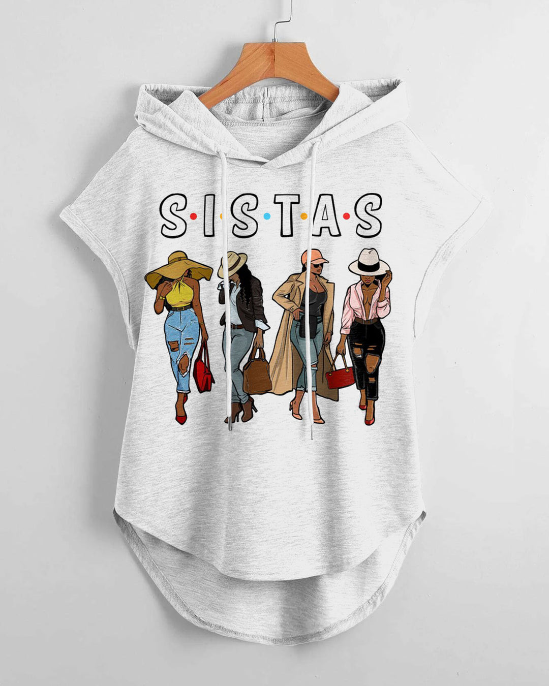 Sistas, Soul Sisters Hem Drawstring Hooded Tee