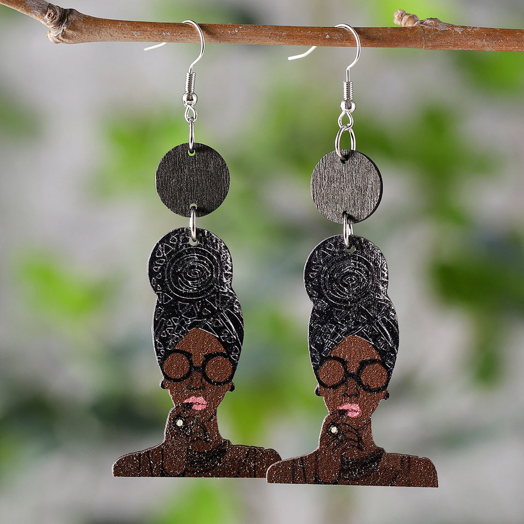 Juneteenth African Style Queen Head Pendant Earrings