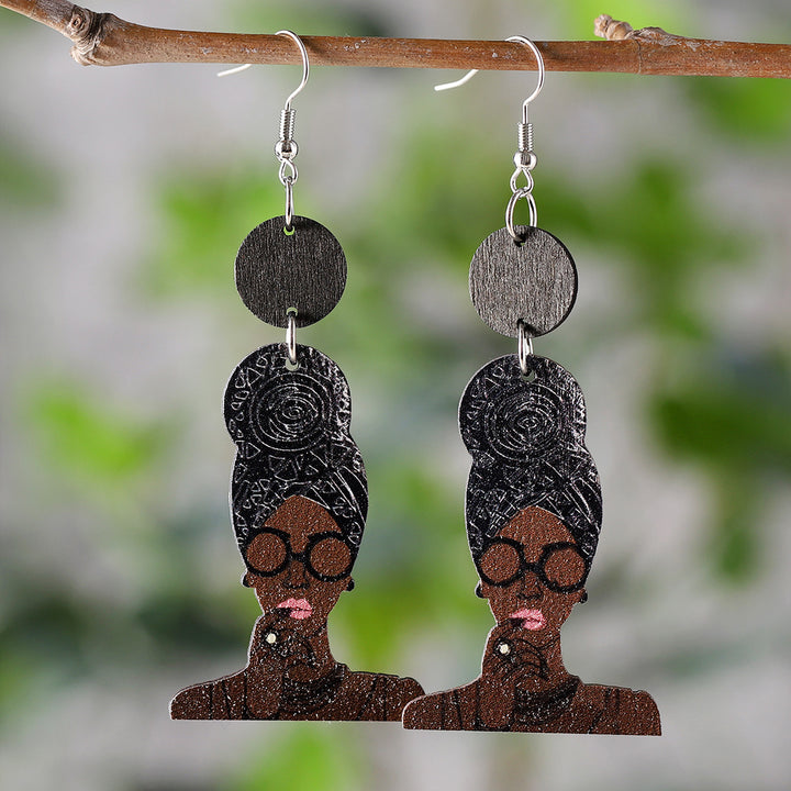 Juneteenth African Style Queen Head Pendant Earrings
