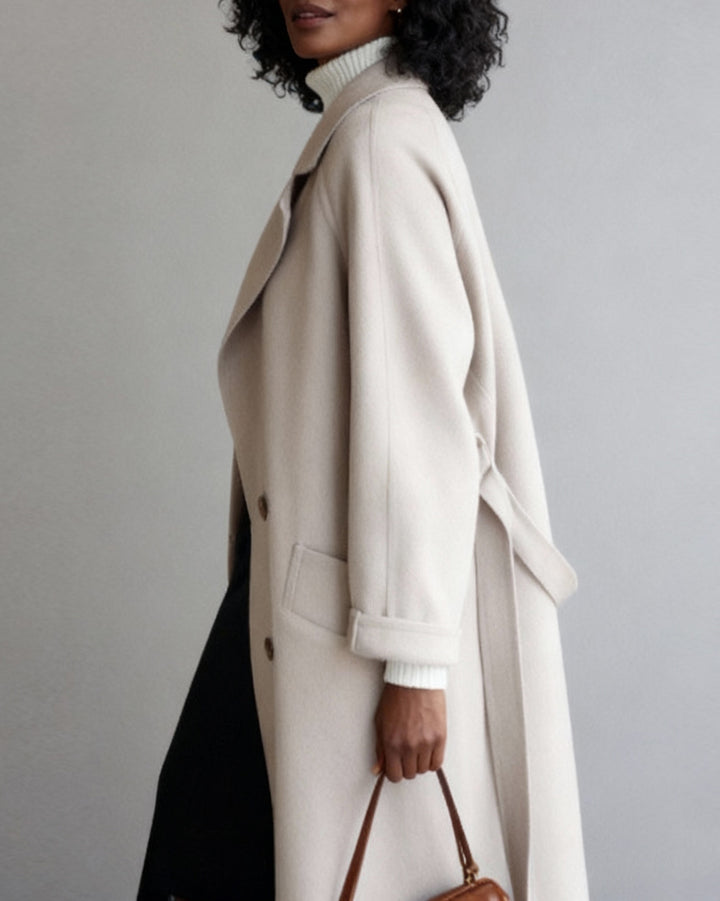 Long Fashionable Loose Over-the-Knee Tight Wool Coat