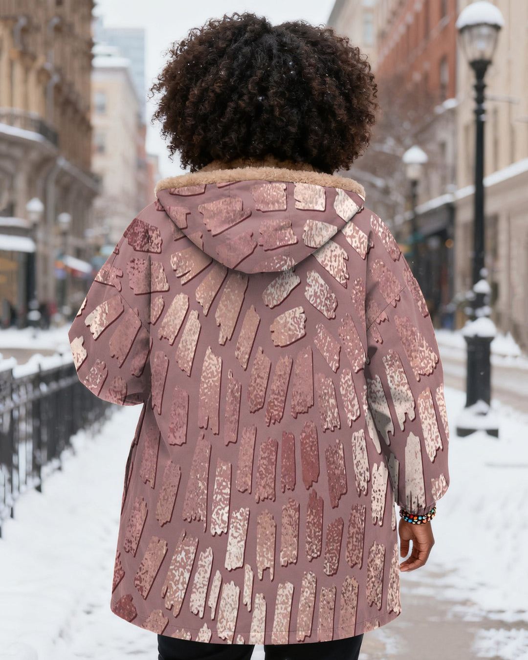 Fun Geometric Stripes Long Sleeve Zip-Up Fleece Long Hoodies