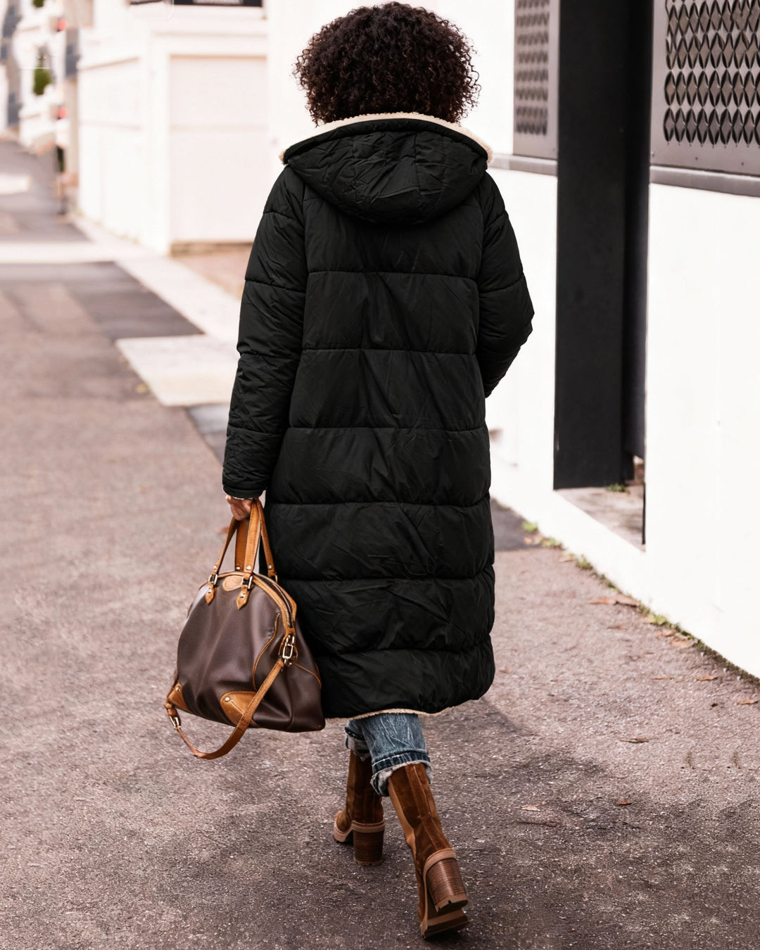 Warm Coat Hooded Coat Wool Collar Cotton Coat