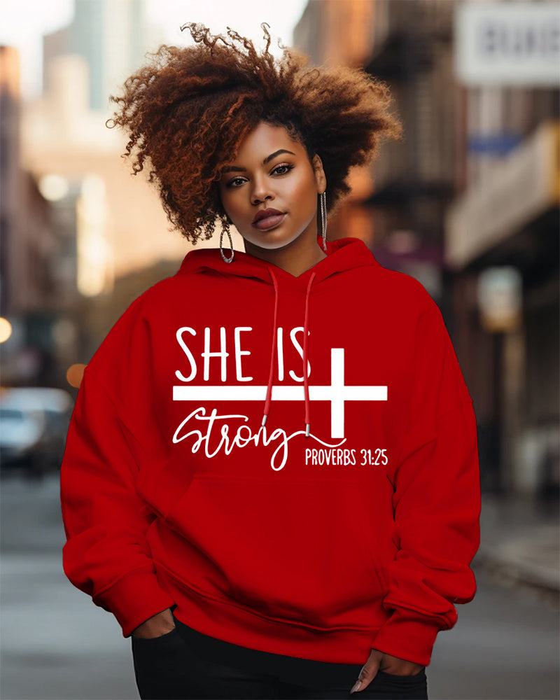 She is Strong Christian Print Long-sleeved Hoodies
