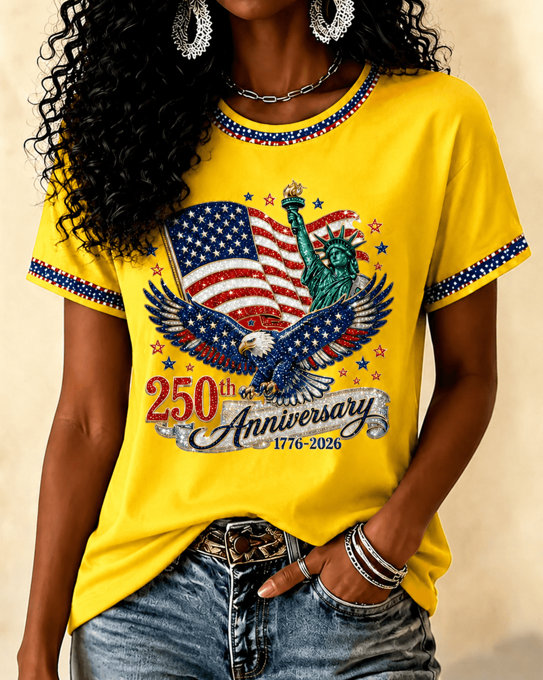 Statue of Liberty 250th Anniversary Crew Neck Short Sleeve Tshirt