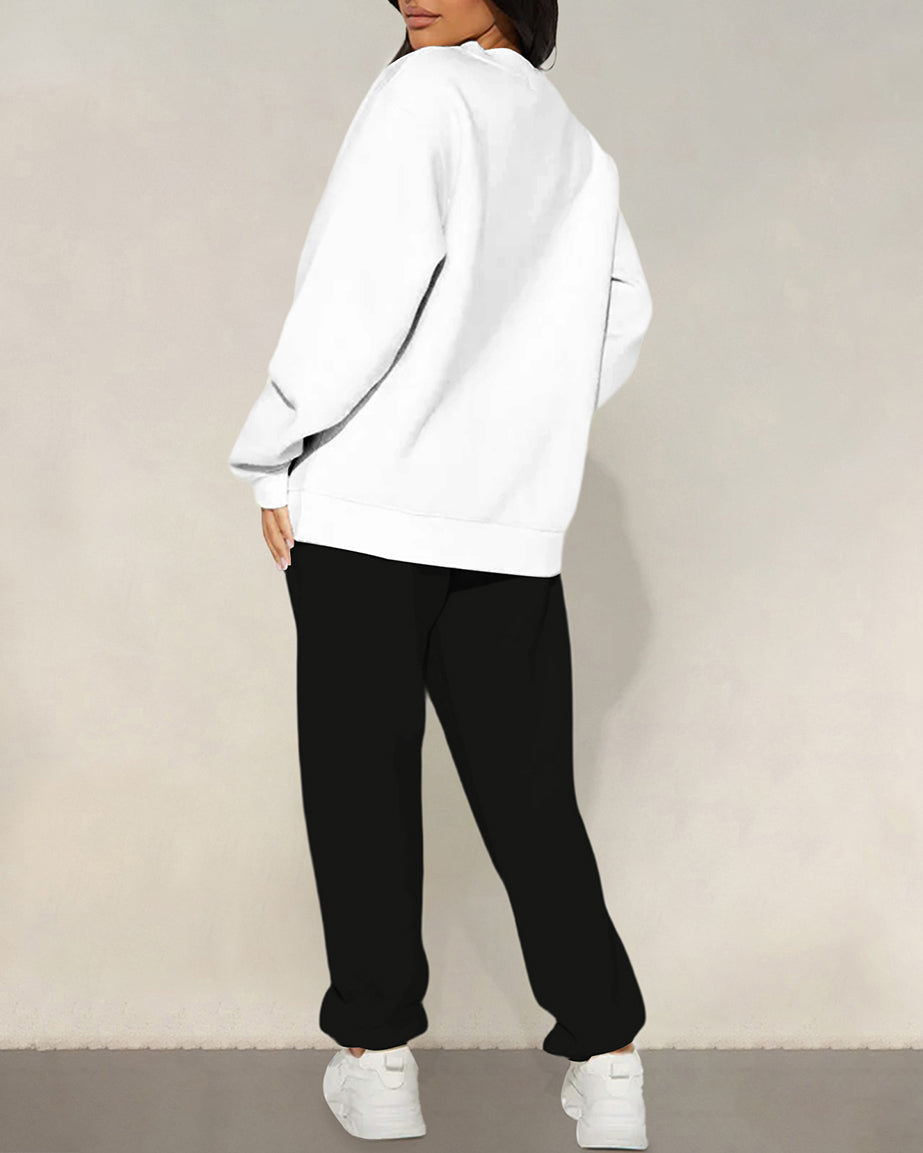 All Natural Simply Thick Crew Neck Sweatshirt Two Pieces Set