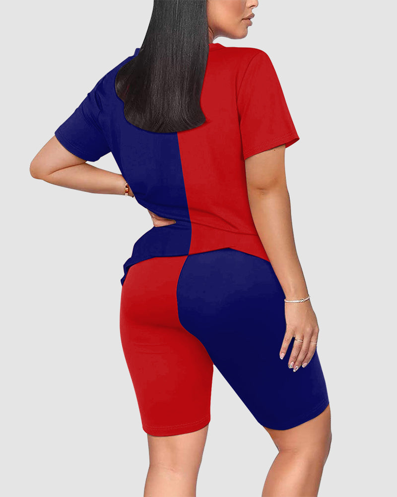 Juneteenth 1865 Flag Round Neck Short Sleeve & Shorts Set