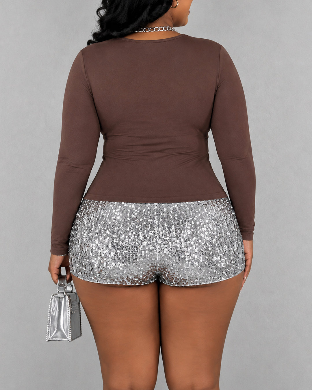 O-Ring Cutout Long Sleeve Ruched Top