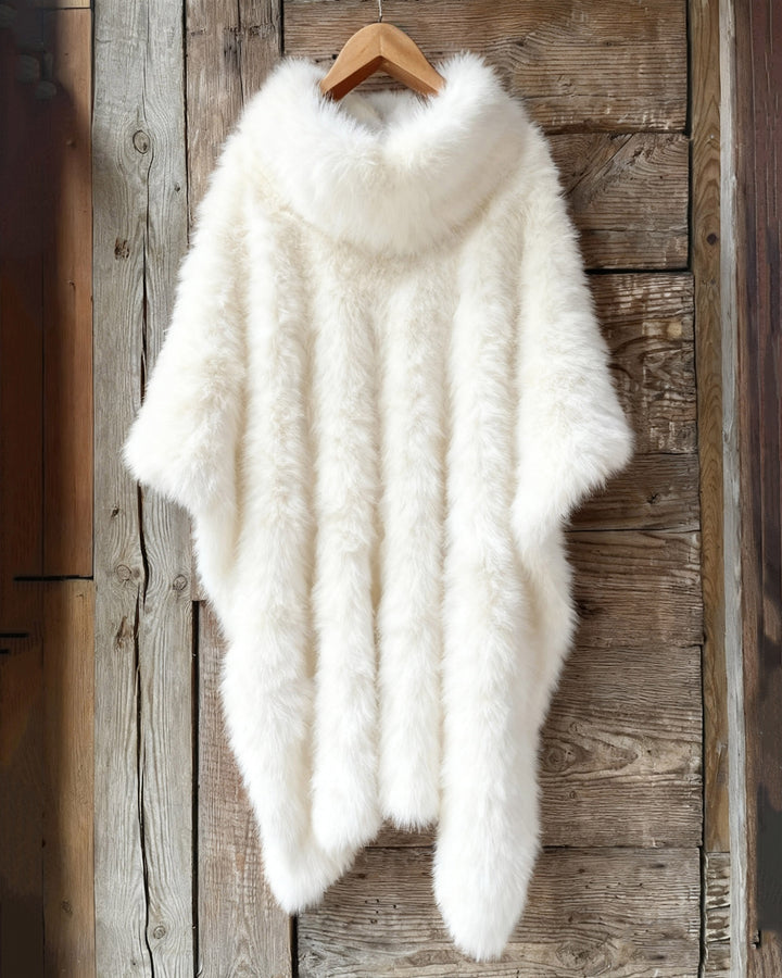 Solid color fleece hooded loose cape