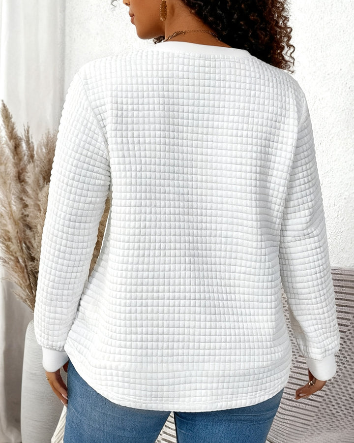 Chic 'Nana' Letter Print Waffle Crewneck Long Sleeve Sweatshirt