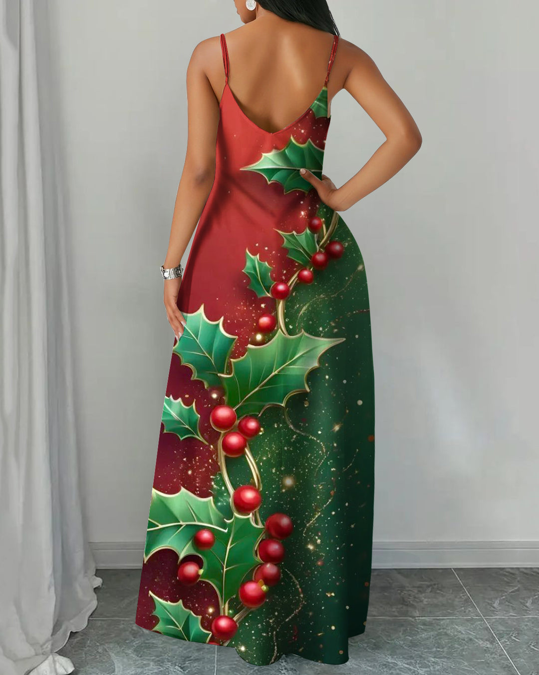 Sling Merry Christmas Buffalo Pocket Maxi Dress