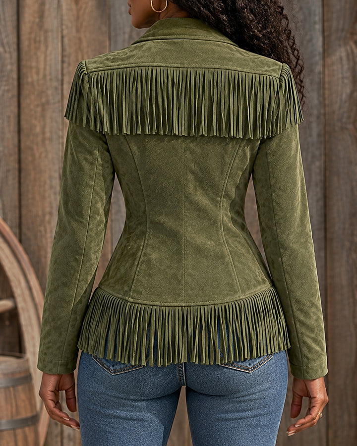Women's Western Faux Suede Fringe Jacket