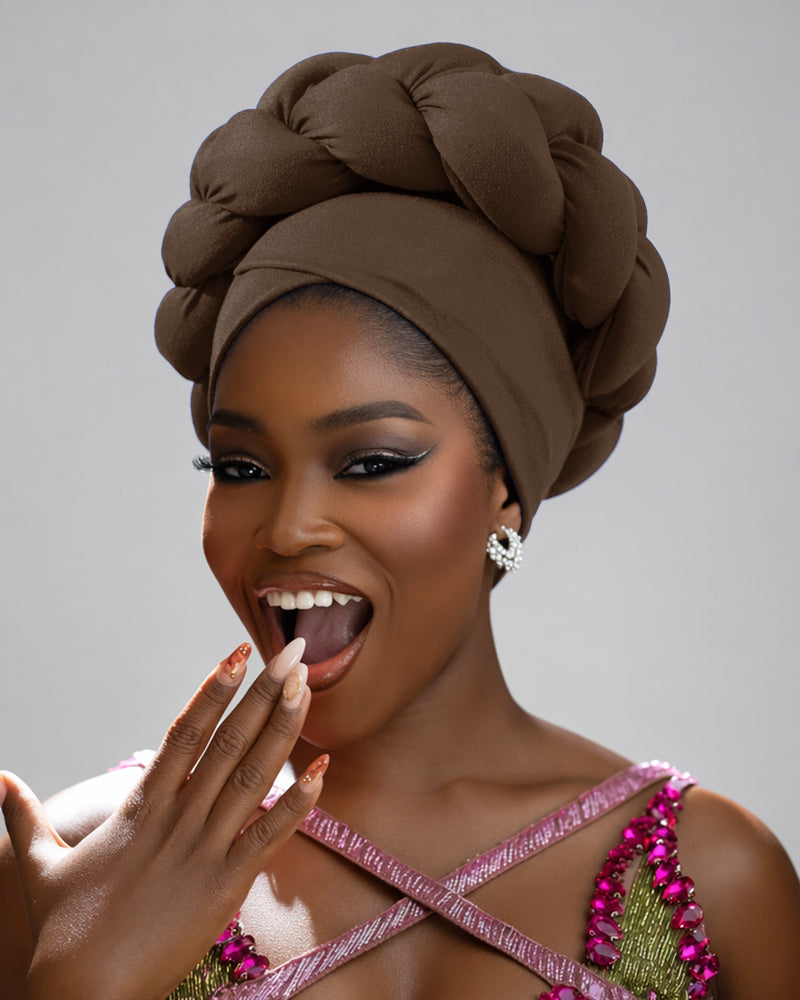 Solid Color Sponge Braid Turban Head Wrap