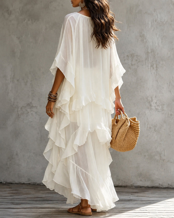 Boho Ruffle Tiered Chiffon Maxi Dress
