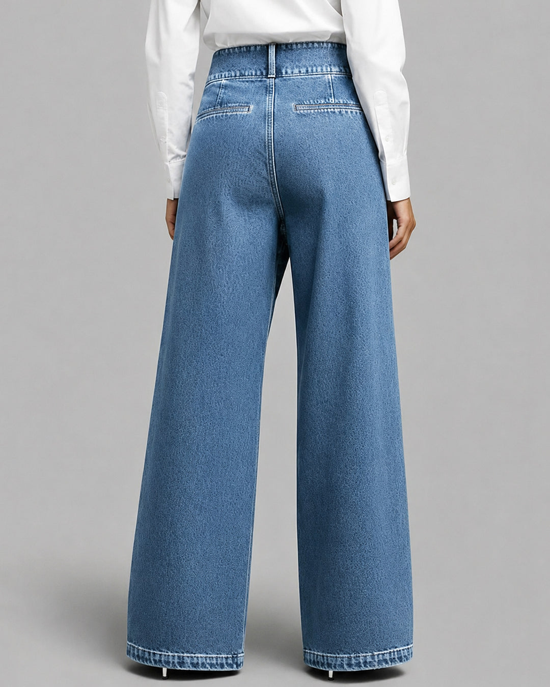 Stylish High-waisted Crossover Placket Pocket Casual Jeans