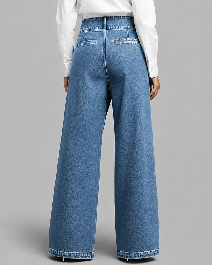 Stylish High-waisted Crossover Placket Pocket Casual Jeans