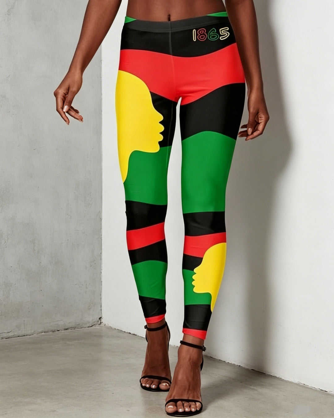 1865 Reggae Stripes Print High-waisted Fitted Stretchy Leggings