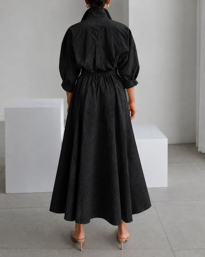Women's Modest  Long Sleeve Pocket-Equipped Midi Dress