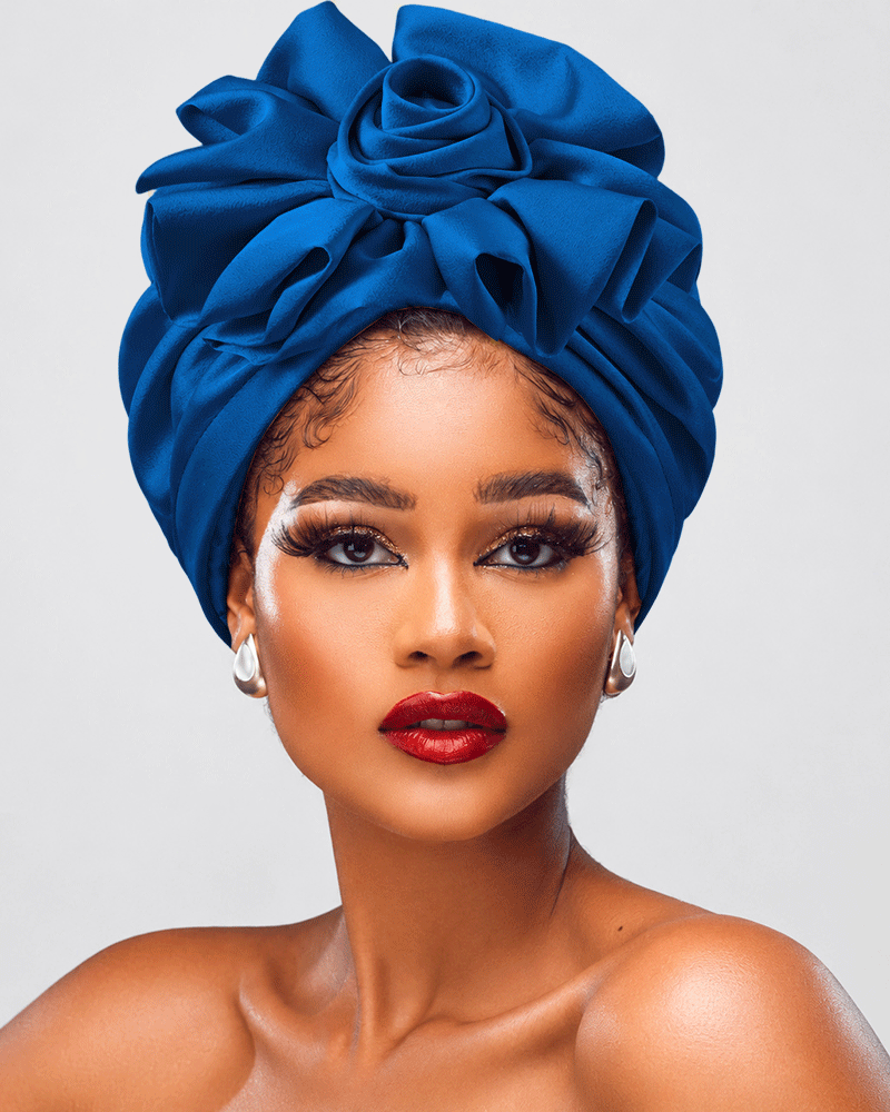 Multi‑Color Satin 3D Large Flower Totem Turban Hat Headscarf Hat
