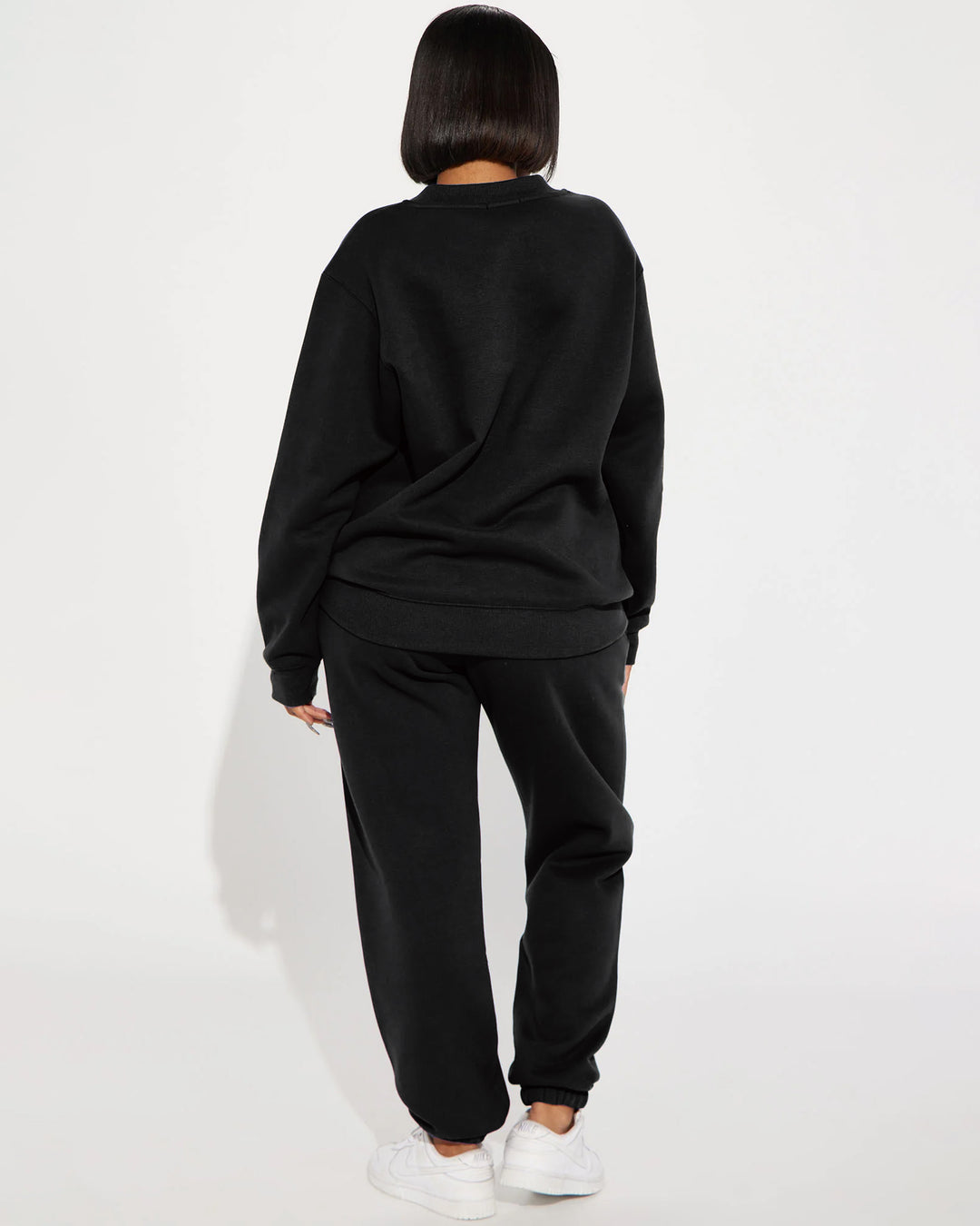 Cute Cartoon Bear Print Crew Neck Sweatshirt Two Pieces Set