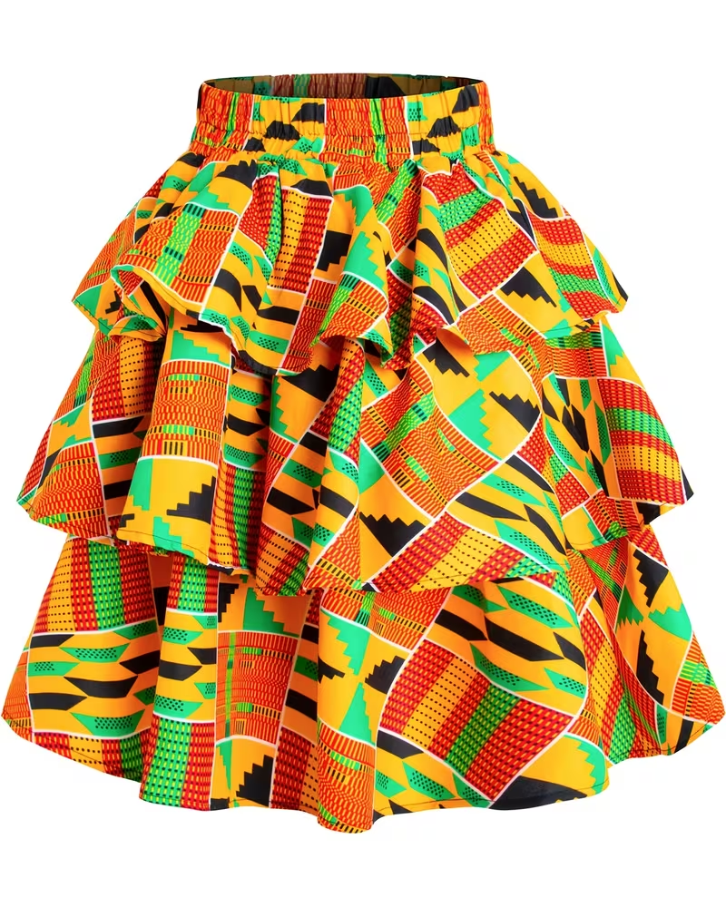 Classic Ankara Ruffle Trim Skirt