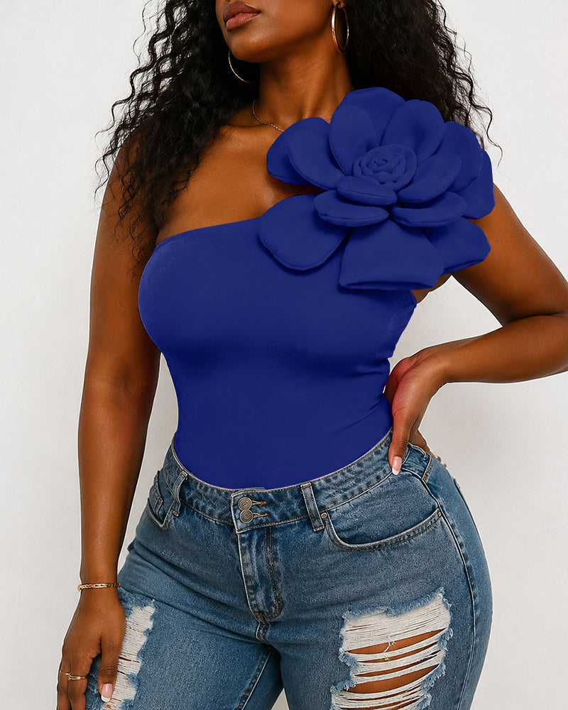 3D Floral Embellished Sleeveless Vest Top