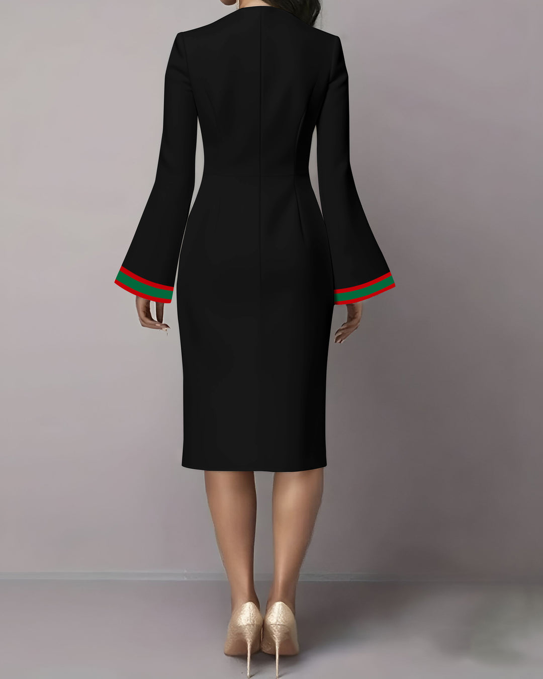Simple Striped Flared Sleeves Mini Dresses