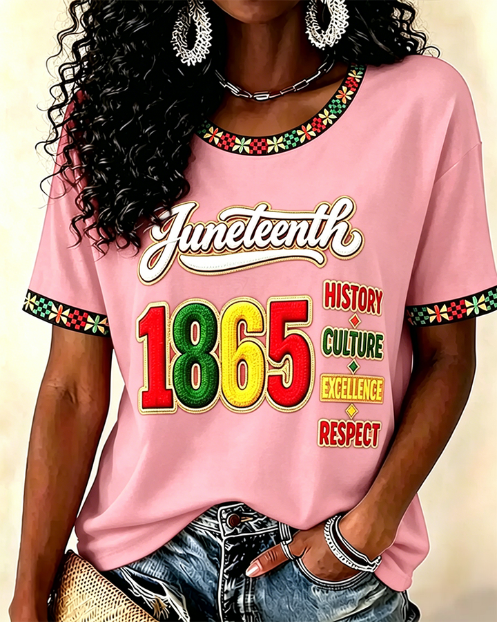 Juneteenth Remember The Past Print Crew Neck Short Sleeve Tshirt