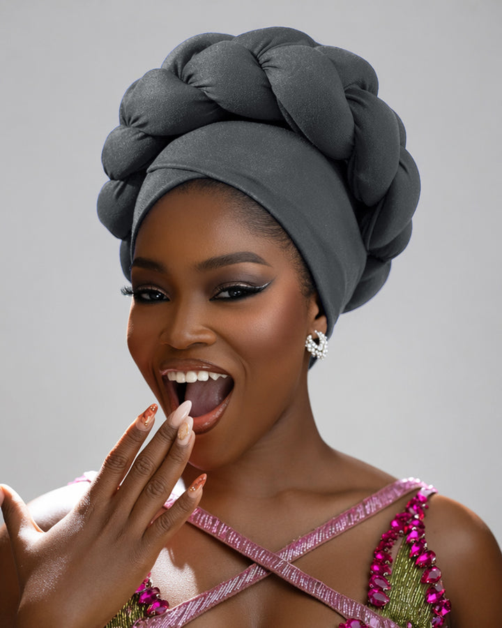 Solid Color Sponge Braid Turban Head Wrap