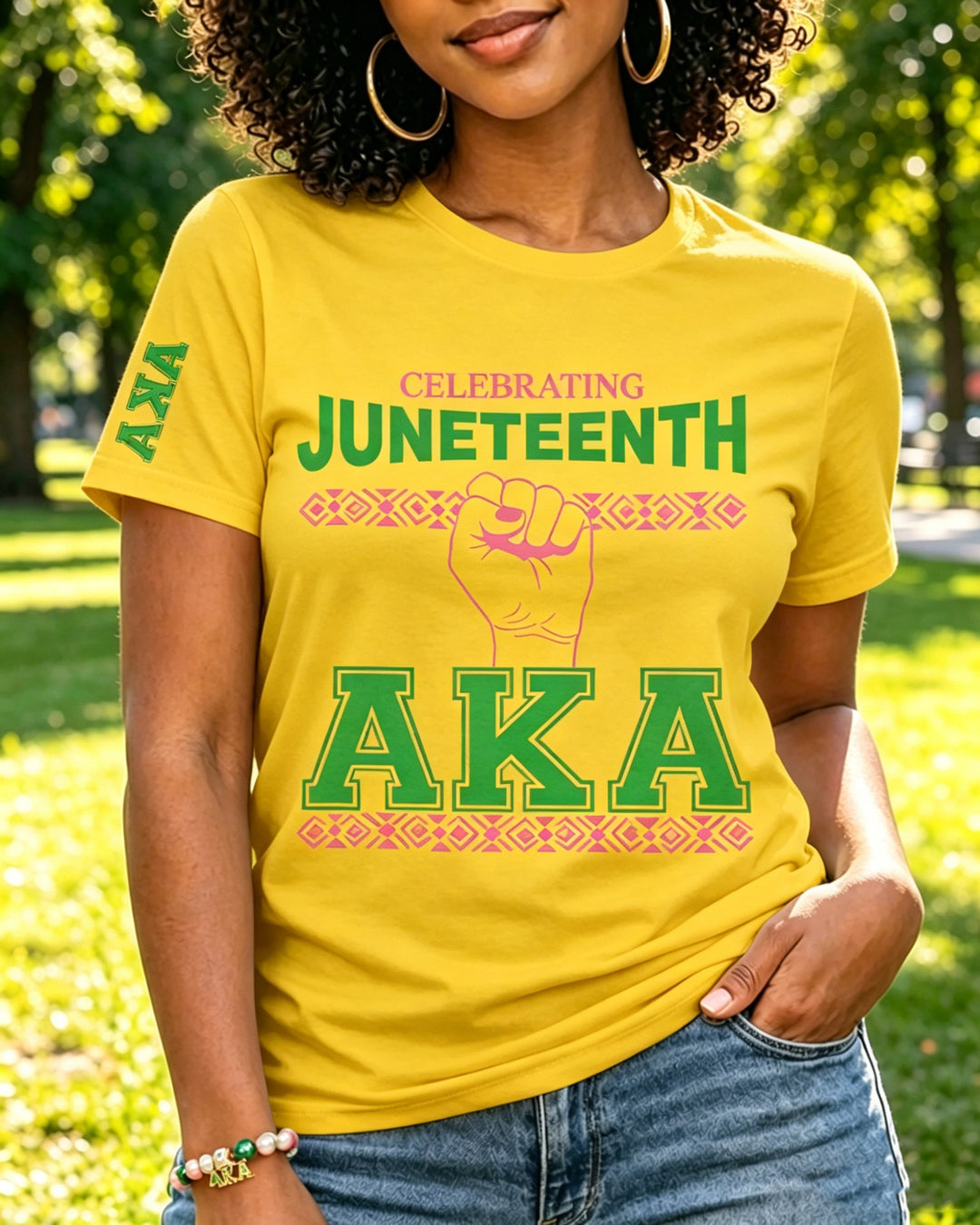 100% Cotton Celebrating Juneteenth AKA Crew Neck Short Sleeve Tshirt