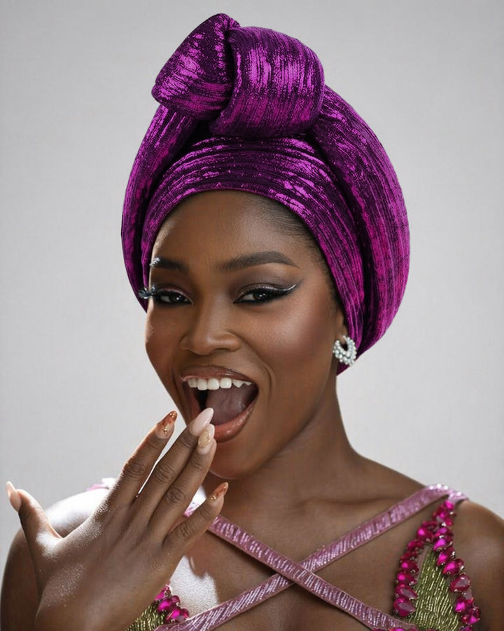 Fashion Gold Foil Knotted Stretch Turban Hat