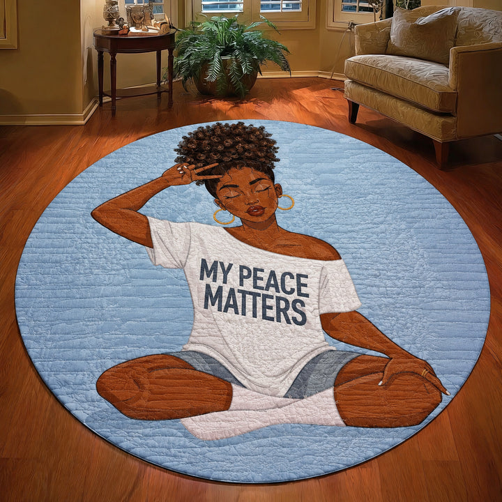 My Peace Matters Cartoon Girl Quilted Round Mat